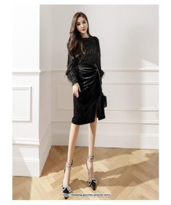 スカート | ミモレ丈 ひざ丈 レディース スウェット 着痩せ Aライン レトロ風 スリット 上品 2022新作 韓国風 オシャレ キレイめ 通勤 秋冬コーデ