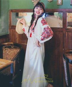 マキシ | 花柄ワンピース 丸首 リゾート ワンピース レディース 長袖 夏秋 ロング丈 マキシ丈 大人 上品 刺繍 綿麻 二次会 女子会 旅行 お出かけ コットン バカンス