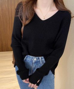 ニット・セーター | リブニットトップス レディースニットソー