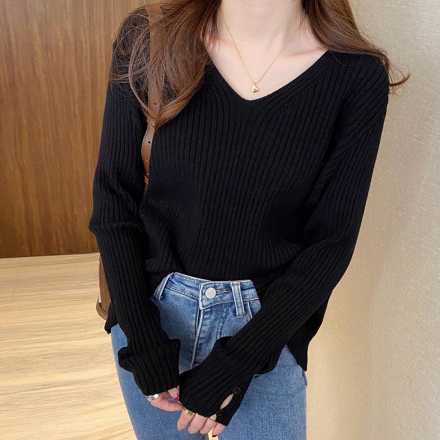 ニット・セーター | リブニットトップス レディースニットソー