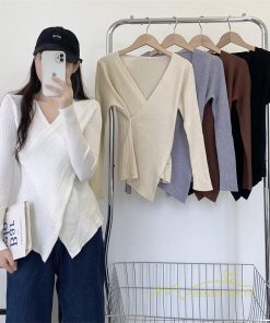 ｔシャツ・カットソー | リブカットソー レディース 秋 秋服 トップス 長袖 ロングスリーブ リブ カットソー 綿混 秋コーデ インナー タイト 伸縮性 ショート丈 スリム ニットソー