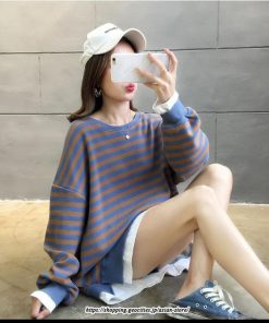 パーカー | 重ね着風トレーナー レディース 長袖 トップス カジュアル スウェット ボーダー柄 ゆったり トレーナー トップス 切り替え 可愛い きれいめ レイヤード風