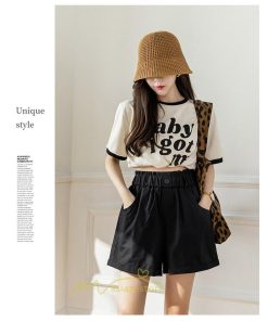 ショートパンツ | パンツ ハイウエスト 無地 美脚 カジュアル シンプル レディース 春 夏 新作 2022 ボトムス 韓国風 ゆったり ズボン 日常 短パン お出かけ