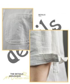 シャツ | 夏メンズ 麻 綿 カジュル 7分丈 カッコイイ ワイドゆったり 夏コーデ 新作 サマー風 スタンドカラー 日常感 無地 5XL ボタン 上品 大きいサイズ