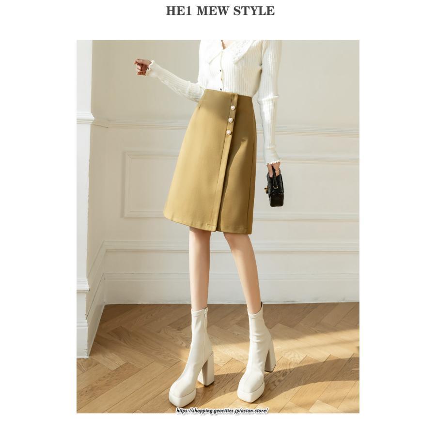 スカート | ミモレ丈ひざ丈レディース 無地 きれいめ 30代 40代 50代 着やせ 上品 通勤 通学 ラシャ キレイめ 2022新作 ハイウエスト 暖か 秋冬