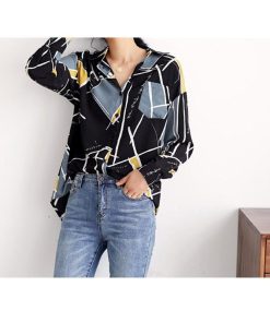 シャツ・ブラウス | シャツ ブラウスシャツ レディース トップス 長袖 ポロネックシャツ ブラウス シャツブラウス 春 夏 秋 レトロ カジュアル シャツ リゾート 幾何学模様