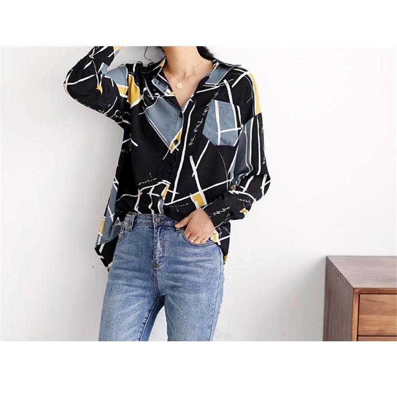 シャツ・ブラウス | シャツ ブラウスシャツ レディース トップス 長袖 ポロネックシャツ ブラウス シャツブラウス 春 夏 秋 レトロ カジュアル シャツ リゾート 幾何学模様