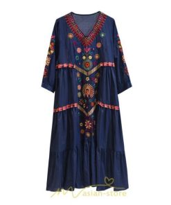 マキシ | ワンピ ワンピース ロング丈 七分袖 レディース 大人 おしゃれ きれいめ お出かけ 大人可愛い 白 青 赤 春夏秋 旅行 20代30代40代 民族風 オレンジ 海