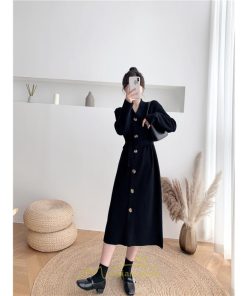 ニットワンピース | ニット ワンピース レディース 秋冬 春  Vネック 長袖 ロング丈 スリット キレイめ 上品 お出かけ 送料無料 女子会 二次会 同窓会 デート