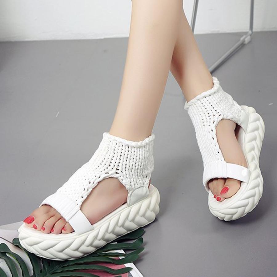 サンダル | レディース 厚底 メッシュ スポーツソックス 通気性 ニット歩きやすい