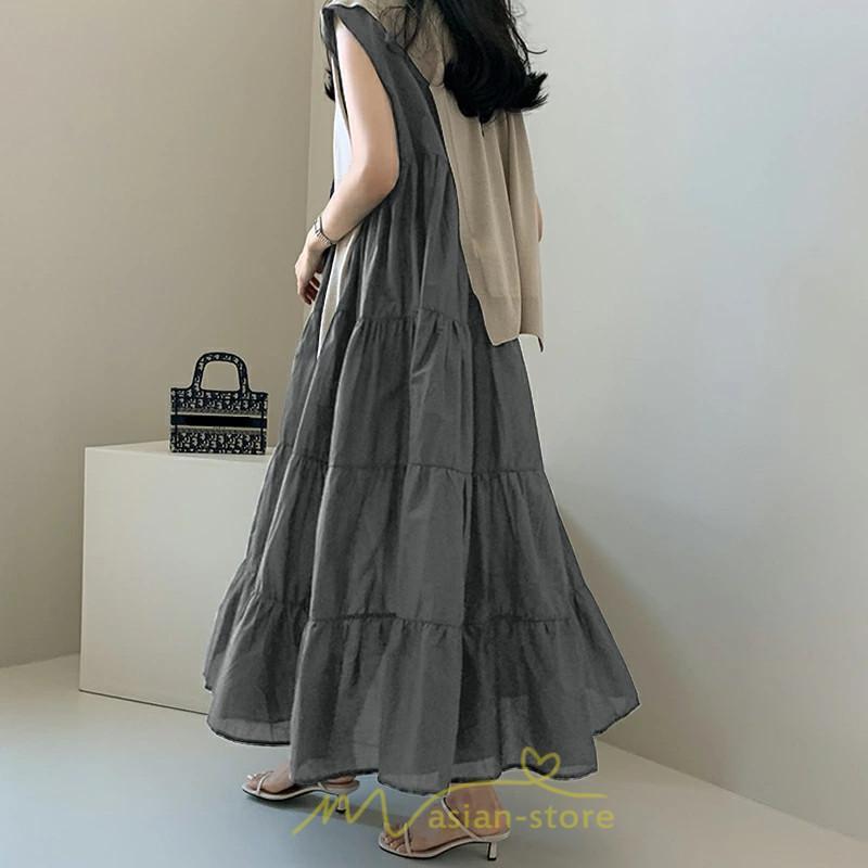 マキシ | 夏ワンピース ロングワンピース シフォンワンピース レディース ワンピ 体型カバー 50代 40代 30代 20代 可愛い 夏 春 大人 ノースリーブ 無地 涼しい