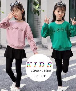 （子供）その他 | 花柄 スカート付き おしゃれ 長ズボン 女の子 カジュアル 秋冬 新品 レギンス キッズ 可愛い 長袖 セットアップ Tシャツ
