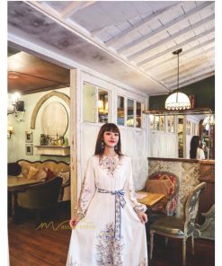 マキシ | ロングワンピース 長袖 レディース プリント Aラインワンピース 30代40代 ゆったり ワンピ 広い裾 ベルト付き ダンス プリンセス 舞台 落ち感 コスプレ