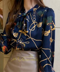 シャツ・ブラウス | ブラウス レディース 長袖ブラウス 秋服 オフィスブラウス リボンネック オシャレブラウス プリントトップス 韓国風 上品 大人 ゆったりシャツ40代 通勤OL 夏物