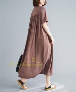 マキシ | ワンピース レディース 春夏 半袖ワンピース 40代 キレイめ ロングワンピース 無地 Aラインワンピース オシャレ カーディガン 韓国風 シャツワンピース ゆったり