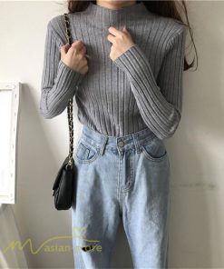 ニット・セーター | 秋 冬 ニット セーター 長袖 プチハイネック レディース トップス 無地 洗えるニット お洒落 シンプル トレンド ゆるシルエットインナー 上品 OL きれいめ 通勤