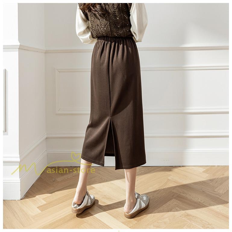 スカート | レディース 無地 カジュアル ひざ下丈 きれいめ 秋冬コーデ エレガント 通勤 通学 20代 Aライン40代 30代 ウエストゴム 50代 ゆったり