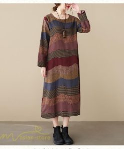 マキシ | ワンピース ロング丈 レディース シンプル 長袖ワンピース Aライン 秋コーデ カジュアル 丸首 40代 体型カバー ゆるワンピース 大きいサイズ ゆったり 50代