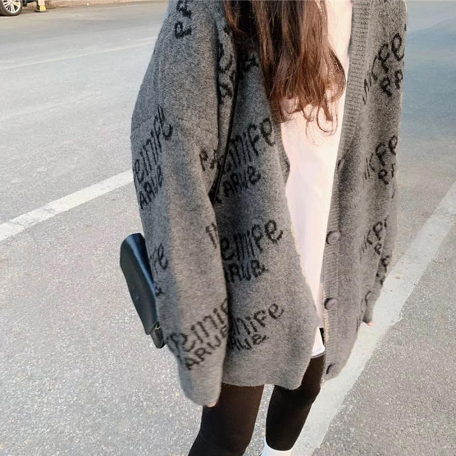 ニット・セーター | 英字ロゴニットカーディガンレディース