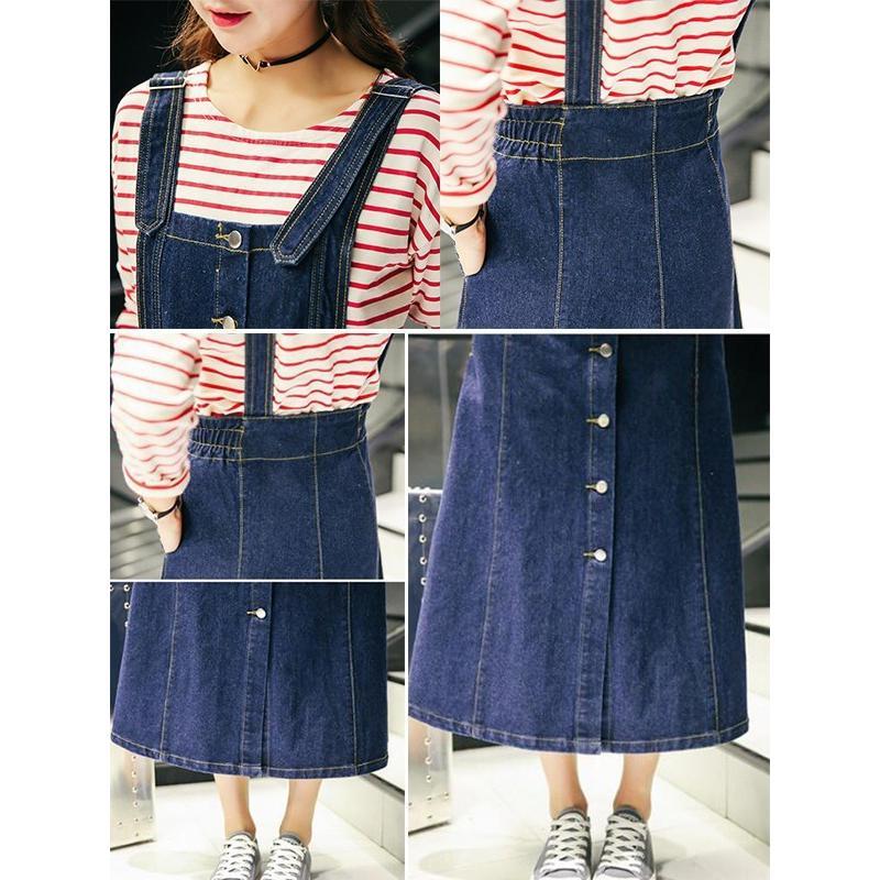 スカート | ワンピース ジャンパーサロペット ロングワンピース ミモレ丈 Aラインワンピース デニム20代30代40代 デニムサロペット デニムワンピース