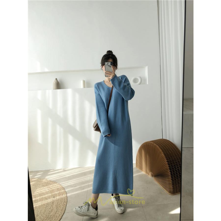 ニットワンピース | レディース 冬 きれいめ ニットフレア ロング おしゃれ 秋冬 長袖 送料無料 可愛い 萌え袖 上品 秋冬コーデ 20代30代40代50代 がーりー