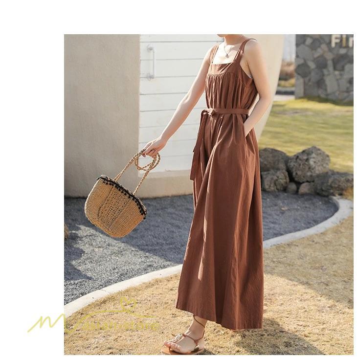 ノースリーブ | サロペット レディース 無地 着痩せ キャミサロペット 可愛い 20代 30代 カジュアル 春 夏 秋 韓国風 ゆったり パンツ コーデ プルオーバー