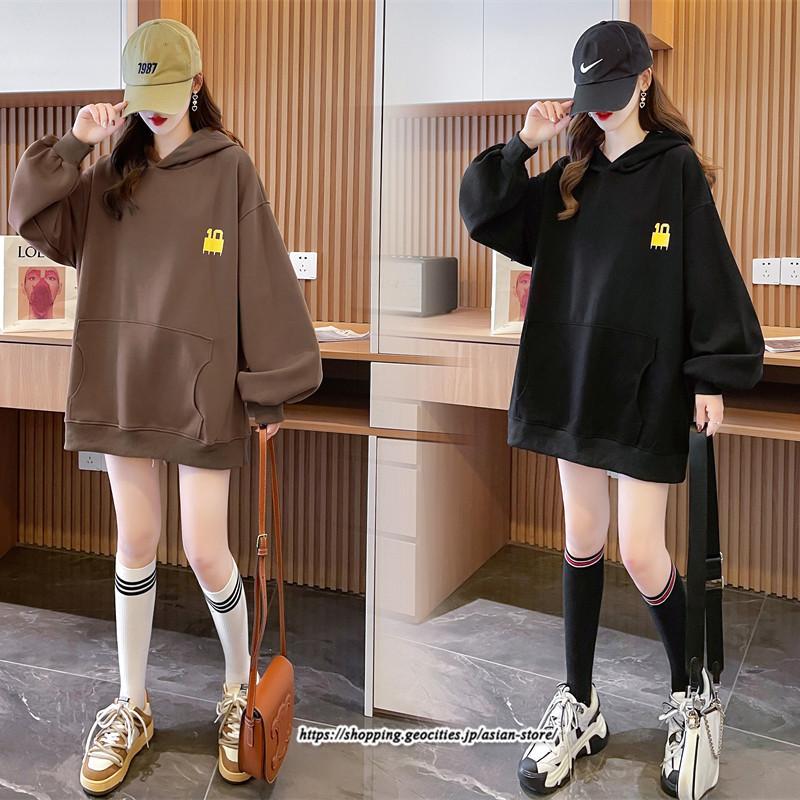 パーカー | レディース 秋 長袖 体型カバー スウェット トレーナー プルオーバー 厚手 後ポケット外し可 トップス 50代 40代 春 30代 おしゃれ 20代 フード