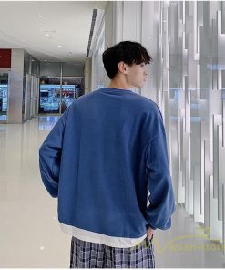 Tシャツ | ロングT メンズ 長袖 秋物 フェイク 切り替え レイヤード 重ね着風 20代30代 無地 カジュアル トレーナー 通学通勤 40代50代 カットソー