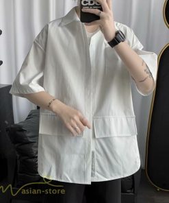 シャツ | メンズ 半袖 トップス ワイドTゆったり 無地 ライトアウター 着回し 夏新作 コーデ 白黒細身 通勤通学 XXL 日常感 大きいサイズ