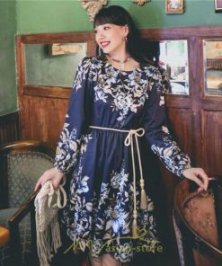 ミニ丈 | ワンピース ひざ丈 膝上 着映え 着痩せ 長袖 ゆったり 大人っぽ 普段使い 旅行 部屋着 お出かけ ベージュ 青 かわいい きれいめ 花柄 SNS映え リゾート レトロ風