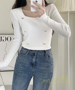 ｔシャツ・カットソー | リブカットソー レディース 秋 秋服 トップス 長袖 ロングスリーブ リブ カットソー 綿混 秋コーデ インナー 伸縮性 ショート丈 タイト スリム ニットソー