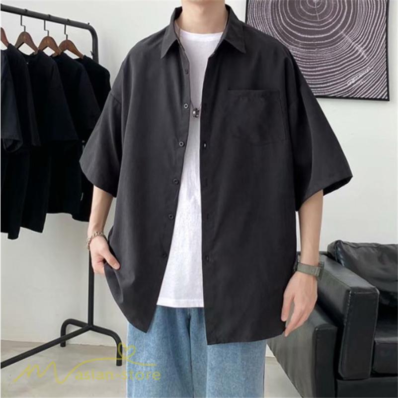 シャツ | 半袖 着痩せ 日常 おしゃれ カジュアル 韓国風 無地 新作 2021 夏コーデ ライトアウター ポケット 通勤通学 トップス ワイドゆったり 人気 上品
