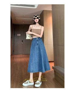 スカート | デニムロングレディース Aライン 無地 ゆったりシルエット デニム ハイウエスト 秋物 オシャレ 秋服 秋冬  キレイめ