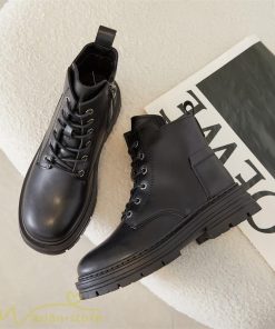 ショートブーツ | レディース ブーティー 太ヒール ブーツ ショートヒール カジュアル レースアップ 編み上げブーツ 厚底ブーツ 厚底 コスプレ靴 歩きやすい