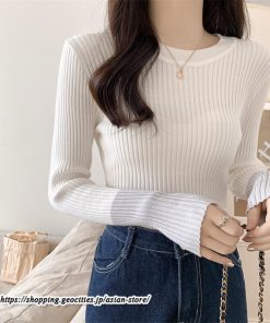 ニット・セーター | カットソー ニット レディース リブニット 長袖 秋冬 春 トップス スリム ストレッチ インナー 無地 長袖ニット 通学通勤 着痩せ 長袖カットソー プルオーバー