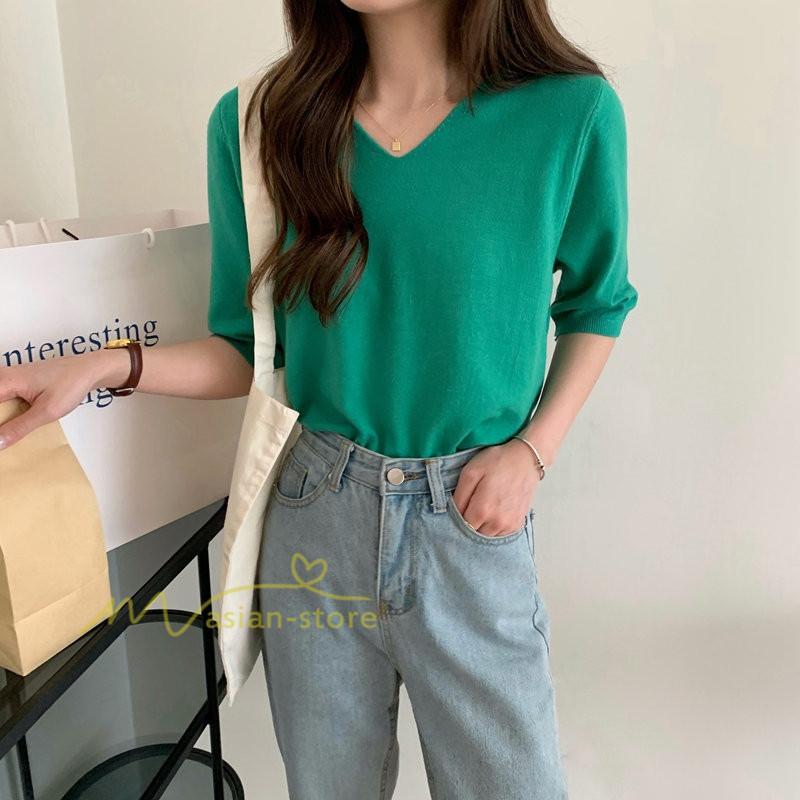 tシャツ・カットソー | Tシャツ レディース 半袖 トップス カジュアル Tシャツ 大きい ゆるTシャツ ゆるカットソー Vネック 20代30代40代50代 上品 上品 お出かけ 通勤通学 着回し