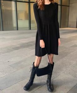 ワンピース | ケーブル編みニットミニ韓国風
