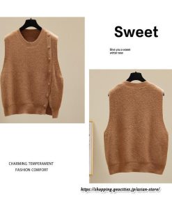 ベスト | ニットレディース トップス Uネック タンクトップ ノースリーブ 袖なし インナー ニット 女ニット セーター 20代30代 レイヤード風 重ね着風