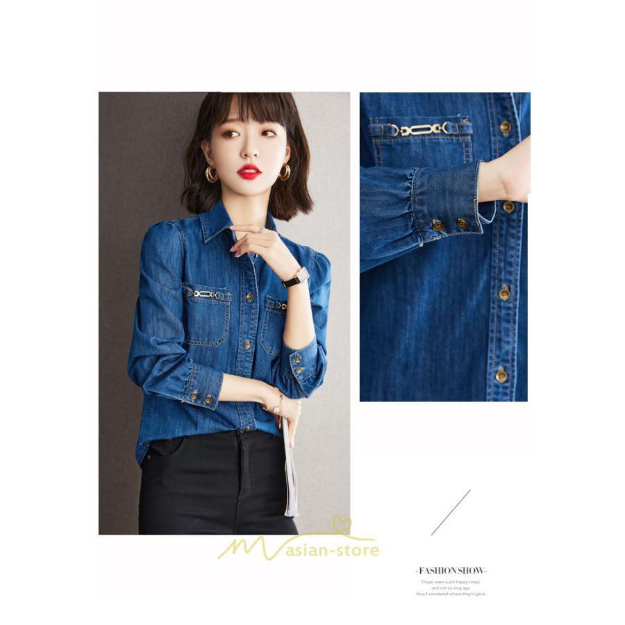 シャツ・ブラウス | デニムシャツ レディース 長袖 羽織り シャツ デニム 秋 冬 かっこいい 40代 30代 20代 おしゃれ 可愛い お出かけ オシャレ キレイめ 上品 着痩せ