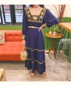 マキシ | ロングワンピース 長袖 レディース 秋物 刺繍 ダンス Aラインワンピース 舞台 パーティーワンピース 50代60代 30代40代 長袖ワンピース ゆったり コスプレ