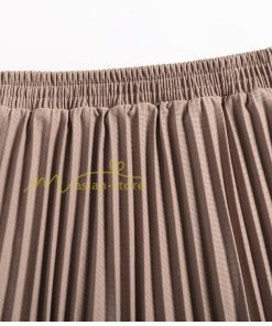 スカート | プリーツロングミモレ丈 Aラインウエストゴム ハイウエスト 秋冬 無地 ゆったり 大人 通学通勤 プリーツ エレガント