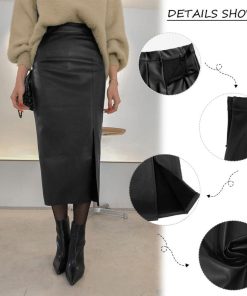 ひざ丈スカート | PUスカート フロントスリット セクシー