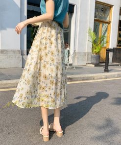 スカート | レディース シフォン フレア マキシ ロングウエストゴム マキシ花柄 ゆったり 20代30代40代50代 通勤通学 普通着 お出かけ お呼ばれ