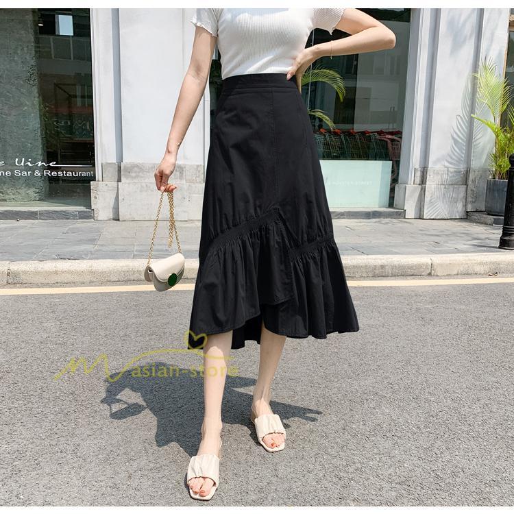 スカート | ボトムス レディース きれいめ 40代 30代 春秋 ロング丈 綿おしゃれ カジュアル 無地 通勤 OL 韓国風 通学 不規則 お出かけ 夏物 上品 着痩せ