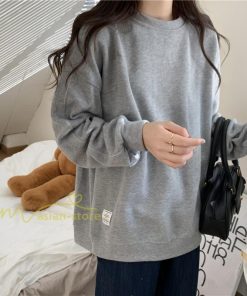 パーカー | トレーナー レディース シンプル 秋冬コーデ 長袖トレナー タグ 可愛い トップス 丸首 20代 30代 フリーサイズ ゆったり 体型カバー 40代 50代 Tシャツ