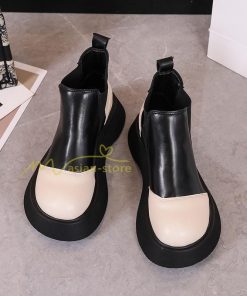 ショートブーツ | ブーティー ブーツ 厚底ブーツ レディース シューズ 靴 太ヒール チャンキーヒール 合皮ブーツ PUブーツ くつ 黒靴 春秋冬 美脚 大人 厚底靴