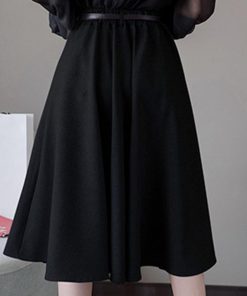 ひざ丈スカート | レディース 膝丈 ベルト付き フレアスカート スカート Aライン スカート ハイウエスト