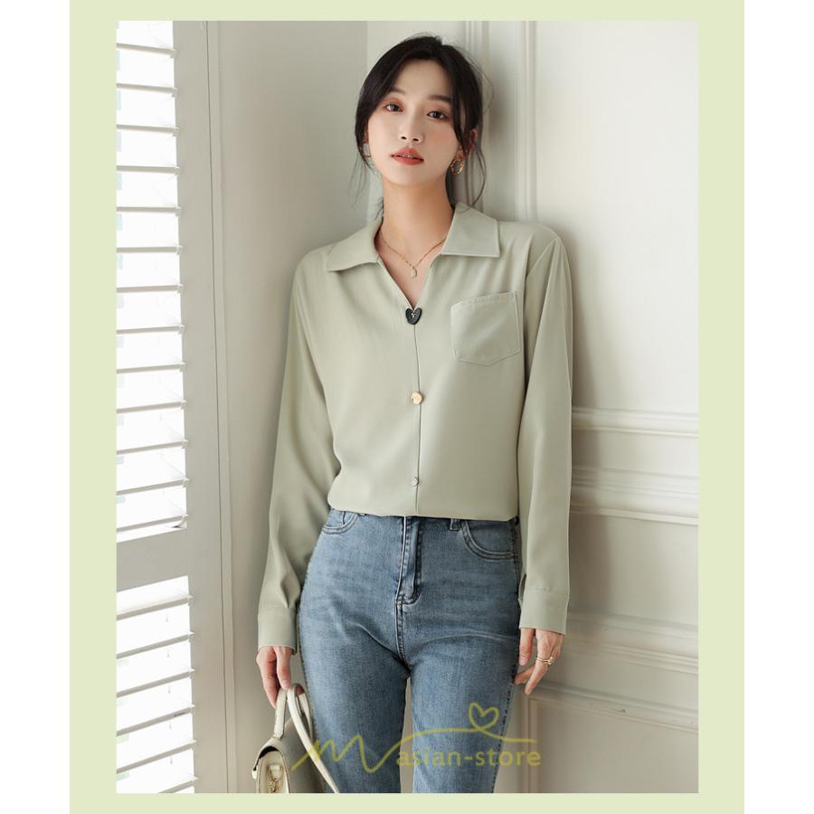 シャツ・ブラウス | ブラウス トップス レディース Vネック秋 シンプル 着回し カジュアル 通勤 オフィス お出かけ 上品 フェミニン 女子会 就活 デート お仕事 エレガント 二次会