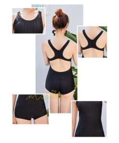 水着 | フィットネスレディース 競泳ワンピース スイムウェア オールインワン 練習用 インナー付 キャップ付 温泉20代30代40代50代 体型カバー 上品