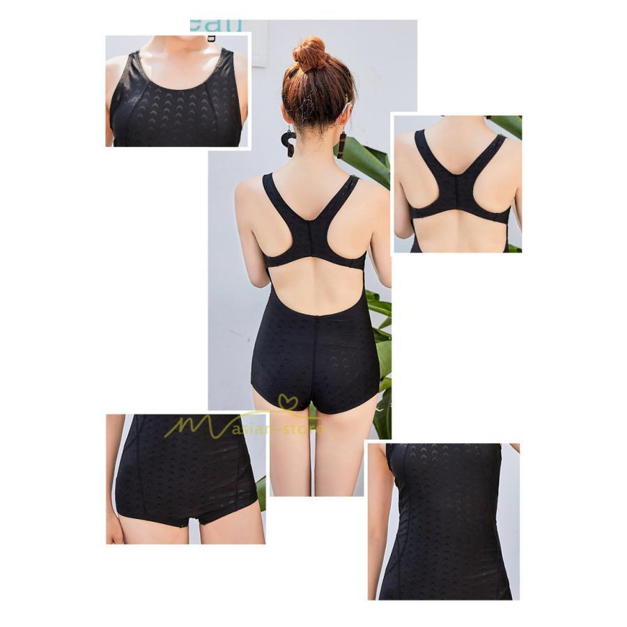 水着 | フィットネスレディース 競泳ワンピース スイムウェア オールインワン 練習用 インナー付 キャップ付 温泉20代30代40代50代 体型カバー 上品